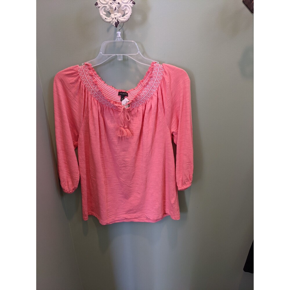 Talbots Peach Tassel 3/4 Sleeve Shirt - Size XS